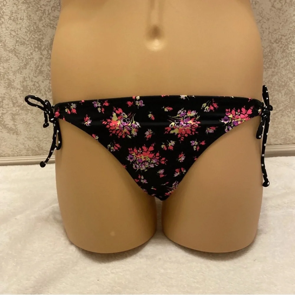 Victoria's Secret Black and Pink Floral Polka Dot Bikini